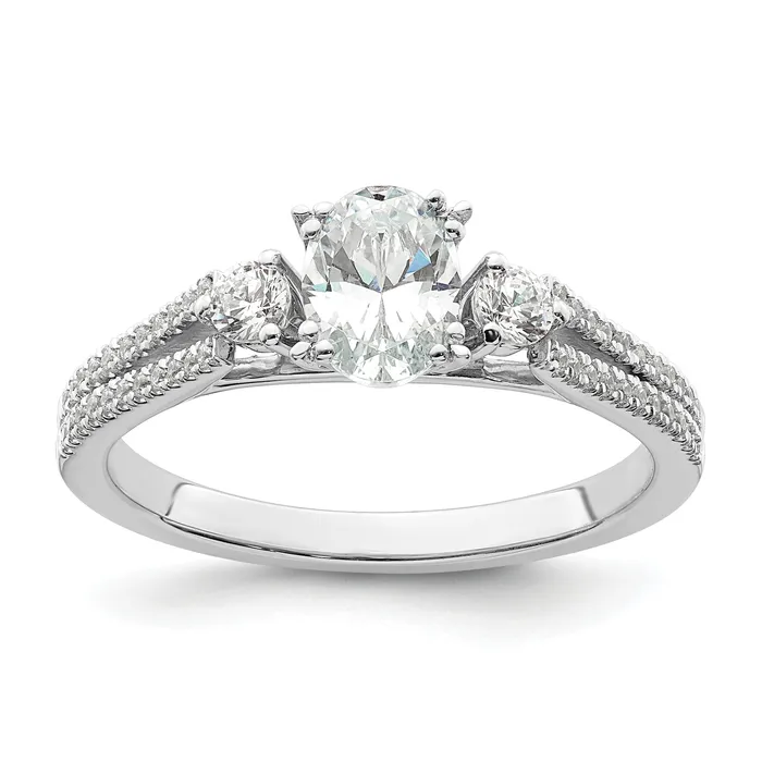 Rings 050ct CZ Solid Real 14k White Polish 3 Stone 12ct Oval Eng Dia Ring Goldia Rings 050ct CZ Solid Real 14k White Polish 3 Stone 12ct Oval Eng Dia Ring Goldia