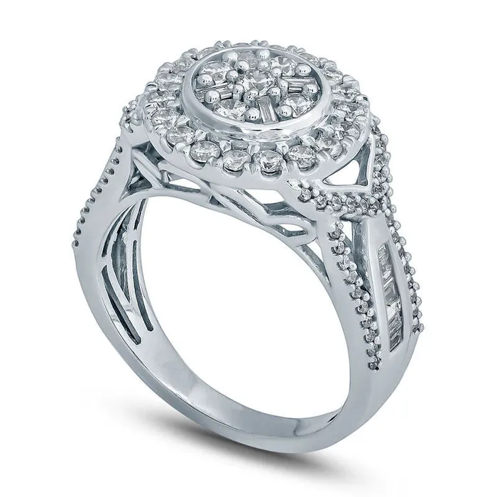 Rings 10 CT TW Composite Natural Diamond Frame MultiRow Engagement Ring in Solid 10K White Gold Goldia Rings 10 CT TW Composite Natural Diamond Frame MultiRow Engagement Ring in Solid 10K White Gold Goldia