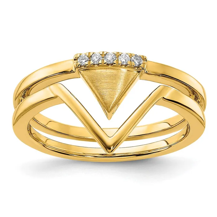 Rings 14K Yellow Gold Satin and Polished Real Diamond Double Triangle Ring Goldia Rings 14K Yellow Gold Satin and Polished Real Diamond Double Triangle Ring Goldia