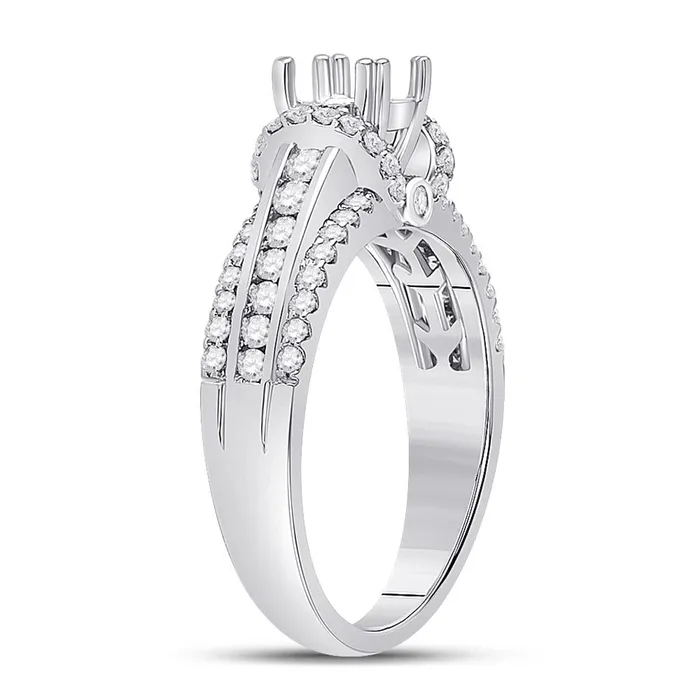 Rings gndatlanta 14k White Gold Round Diamond 12 Ct Rd Center Bridal SemiMount Ring 58 Cttw
