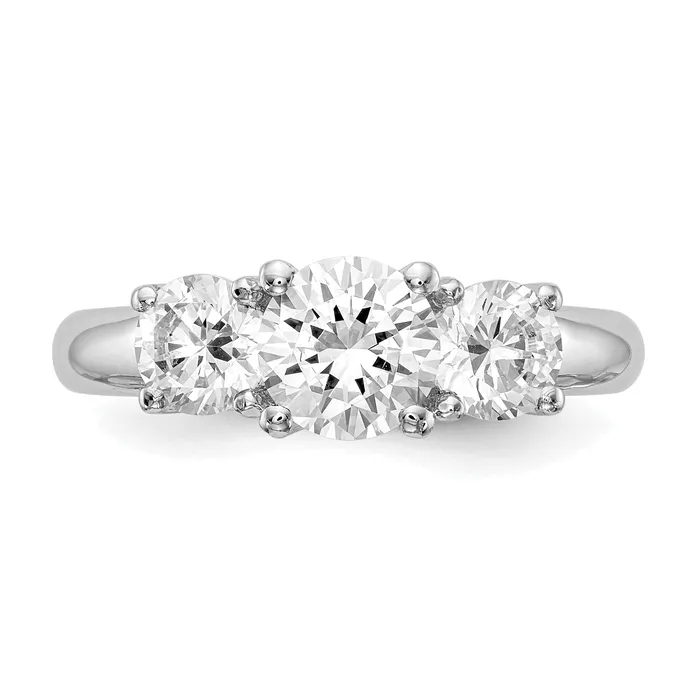 Rings Goldia 017ct CZ Solid Real 14K White Gold 3Stone Engagement Ring
