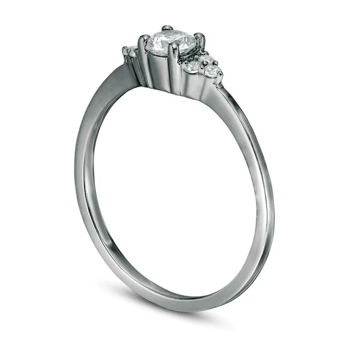 Rings Goldia 033 CT TW Natural Diamond TriSides Engagement Ring in Solid 10K White Gold