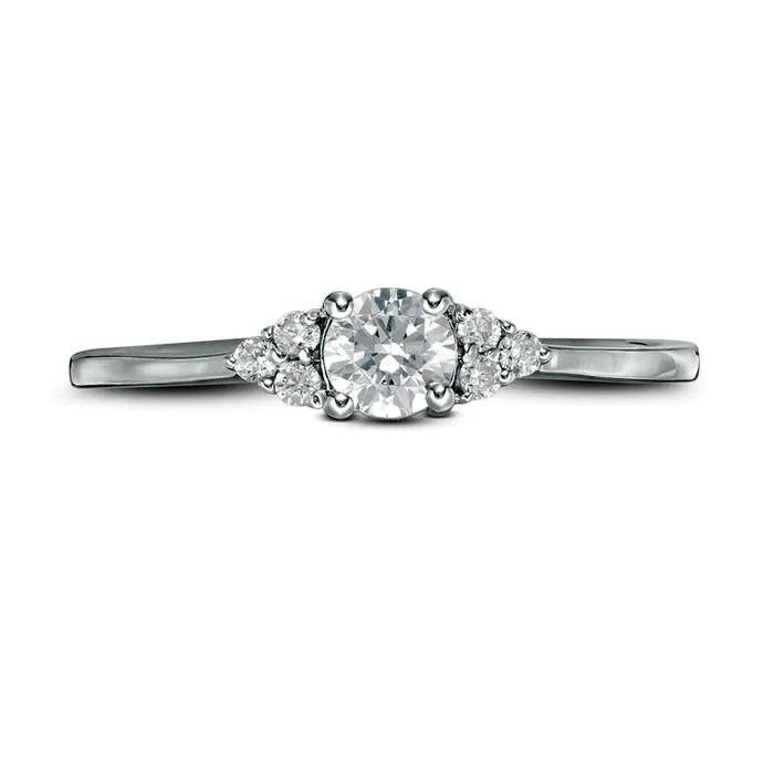 Rings Goldia 033 CT TW Natural Diamond TriSides Engagement Ring in Solid 10K White Gold