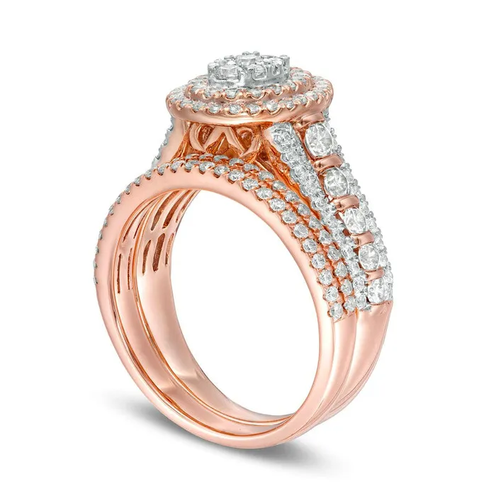 Rings Goldia 15 CT TW Composite Natural Diamond Double Oval Frame MultiRow Bridal Engagement Ring Set in Solid 10K Rose Gold Rings Goldia 15 CT TW Composite Natural Diamond Double Oval Frame MultiRow Bridal Engagement Ring Set in Solid 10K Rose Gold