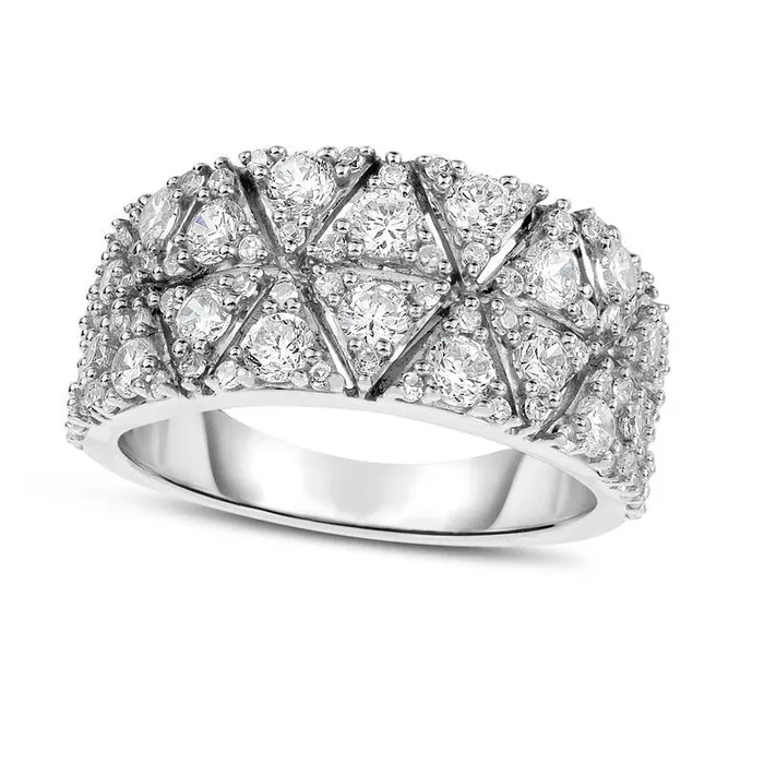 Rings Goldia 15 CT TW Natural Diamond MultiTriangle Anniversary Ring in Solid 14K White Gold Rings Goldia 15 CT TW Natural Diamond MultiTriangle Anniversary Ring in Solid 14K White Gold