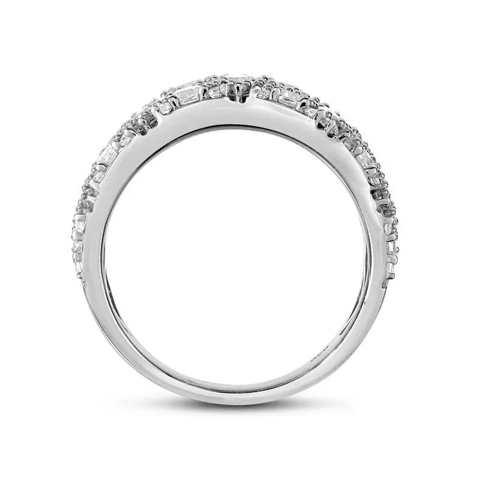 Rings Goldia 15 CT TW Natural Diamond MultiTriangle Anniversary Ring in Solid 14K White Gold Rings Goldia 15 CT TW Natural Diamond MultiTriangle Anniversary Ring in Solid 14K White Gold