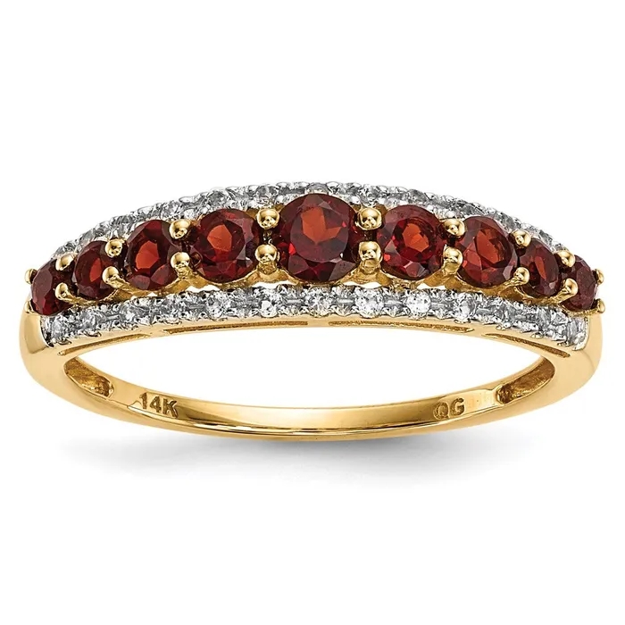 Rings Goldia 14K Gold w Mozambique Garnet u0026 White Topaz Polished Ring