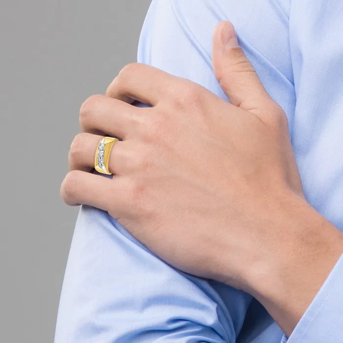 Rings Goldia 14k Yellow u0026 Rhodium Gold Mens 14 carat Diamond Complete Ring
