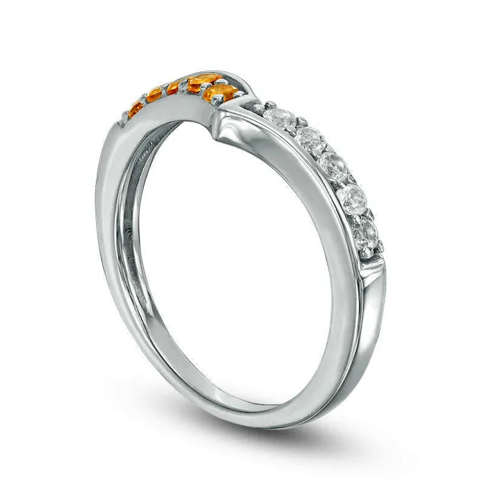 Rings Goldia Citrine and LabCreated White Sapphire Chevron Band in Sterling Silver Rings Goldia Citrine and LabCreated White Sapphire Chevron Band in Sterling Silver