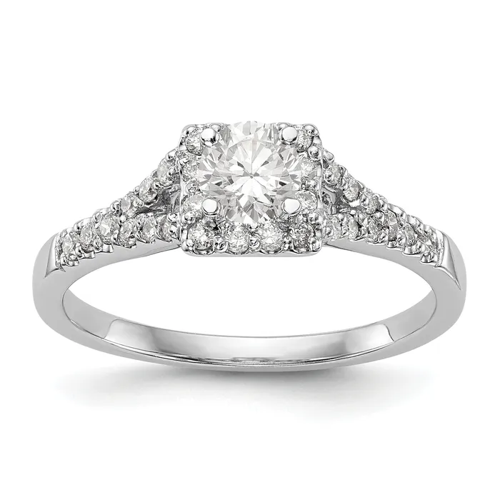 Rings Goldiacom 14K White Gold Diamond Princess CZ Square Halo Engagement Ring