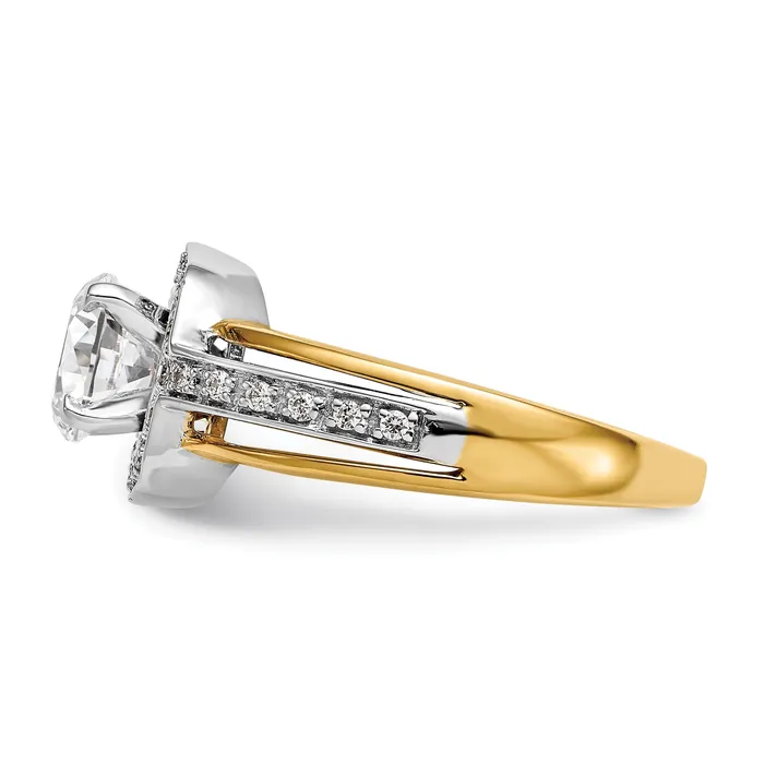 Rings Goldiacom 14ktt Peg Set CZ Cushion Halo Engagement Ring