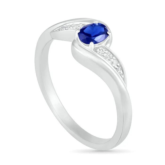 Rings Goldia Oval LabCreated Blue and White Sapphire Bypass Wave Ring in Sterling Silver Rings Goldia Oval LabCreated Blue and White Sapphire Bypass Wave Ring in Sterling Silver