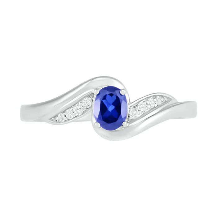 Rings Goldia Oval LabCreated Blue and White Sapphire Bypass Wave Ring in Sterling Silver Rings Goldia Oval LabCreated Blue and White Sapphire Bypass Wave Ring in Sterling Silver