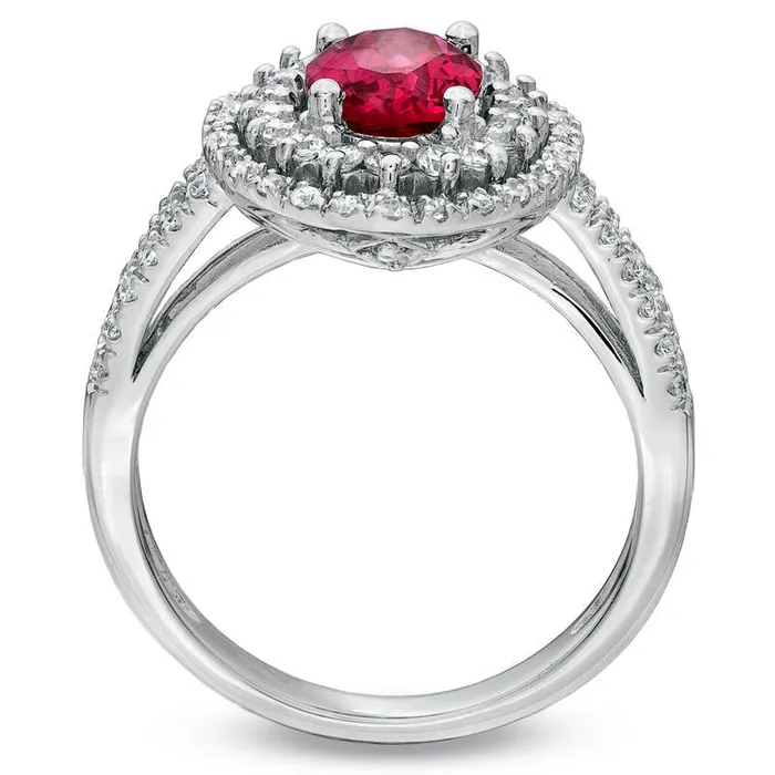 Rings Goldia Oval LabCreated Ruby and White Sapphire Frame Ring in Sterling Silver Rings Goldia Oval LabCreated Ruby and White Sapphire Frame Ring in Sterling Silver