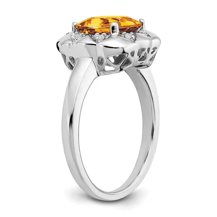 Rings Goldia Solid 14k White Gold Simulated Citrine and CZ Ring