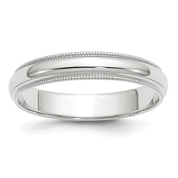 Rings Goldia Solid 18K White Gold 4mm Milgrain Half Round MensWomens Wedding Band Ring Size 125 Rings Goldia Solid 18K White Gold 4mm Milgrain Half Round MensWomens Wedding Band Ring Size 125