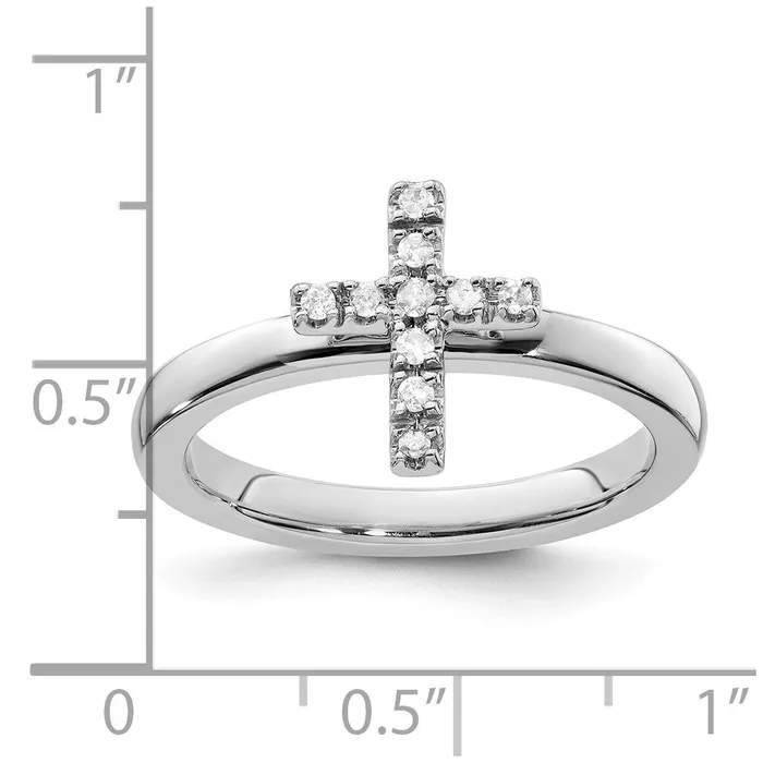 Rings Goldia Sterling Silver Stackable Expressions Cross Diamond Ring