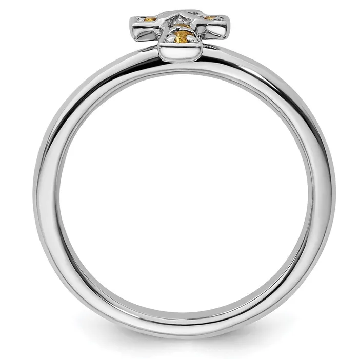 Rings Goldia Sterling Silver Stackable Expressions Rhodium Citrine Cross Ring