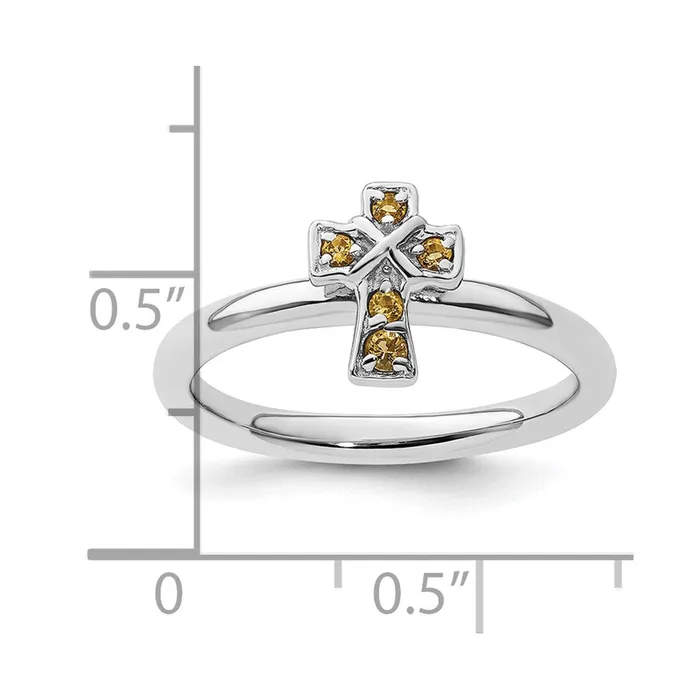 Rings Goldia Sterling Silver Stackable Expressions Rhodium Citrine Cross Ring