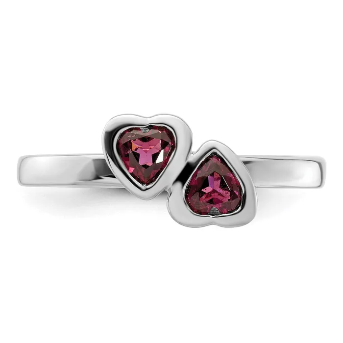 Rings Goldia Sterling Silver Stackable Expressions Rhodolite Garnet Double Heart Ring