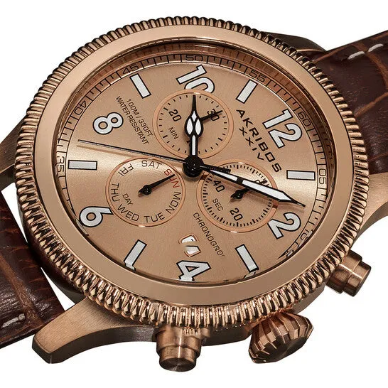 Rings JMS always Original Akribos Ultimate Chronograph Rose GoldTone Mens Watch AK575BR