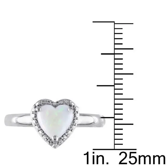 Rings JMS always Original Amour 78 CT TGW Opal Heart Ring in Sterling Silver Rings JMS always Original Amour 78 CT TGW Opal Heart Ring in Sterling Silver