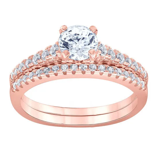 Rings JMS always Original DiamondMuse 225 cttw Rose Gold Plated Over Sterling Silver Round Swarovski Diamond Solitaire Bridal Set Rings JMS always Original DiamondMuse 225 cttw Rose Gold Plated Over Sterling Silver Round Swarovski Diamond Solitaire Bridal Set