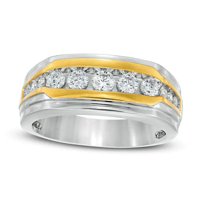 Rings Mens 075 CT TW Natural Diamond Wedding Band in Solid 10K TwoTone Gold Goldia Rings Mens 075 CT TW Natural Diamond Wedding Band in Solid 10K TwoTone Gold Goldia