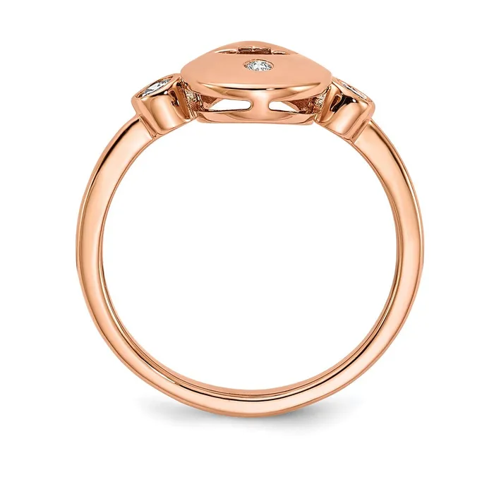 Solid 14k Rose Gold Polished Simulated CZ Teardrop wFlower Ring Goldia Rings