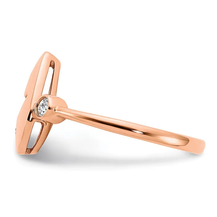 Solid 14k Rose Gold Polished Simulated CZ Teardrop wFlower Ring Goldia Rings