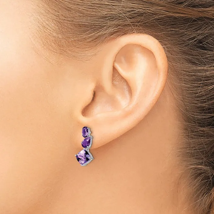 Solid 14k White Gold Simulated Amethyst Dangle Earrings Goldia Earrings Solid 14k White Gold Simulated Amethyst Dangle Earrings Goldia Earrings