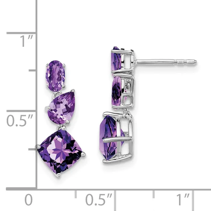 Solid 14k White Gold Simulated Amethyst Dangle Earrings Goldia Earrings Solid 14k White Gold Simulated Amethyst Dangle Earrings Goldia Earrings