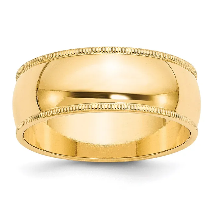Solid 18K Yellow Gold 8mm Milgrain Half Round MensWomens Wedding Band Ring Size 11 Goldia Rings Solid 18K Yellow Gold 8mm Milgrain Half Round MensWomens Wedding Band Ring Size 11 Goldia Rings