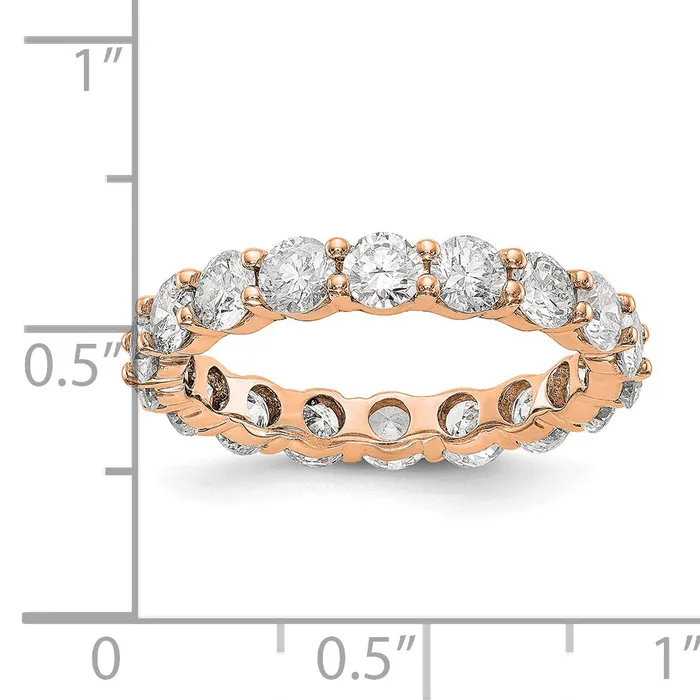 Solid Real 14k Rose Gold Polished Shared Prong 3ct CZ Eternity Wedding Band Ring Goldia Rings
