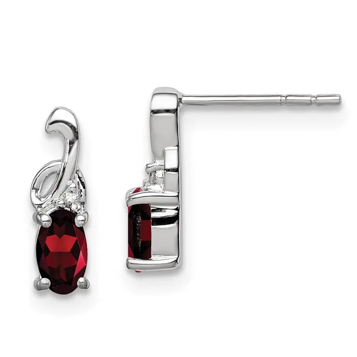 Sterling Silver Rhodium Plated Diamond Garnet Oval Post Earrings Goldia Earrings Sterling Silver Rhodium Plated Diamond Garnet Oval Post Earrings Goldia Earrings