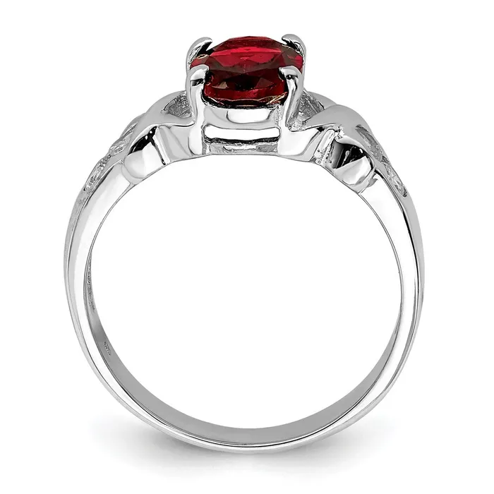 Sterling Silver Rhodiumplated Garnet u0026 CZ Ring Goldia Rings