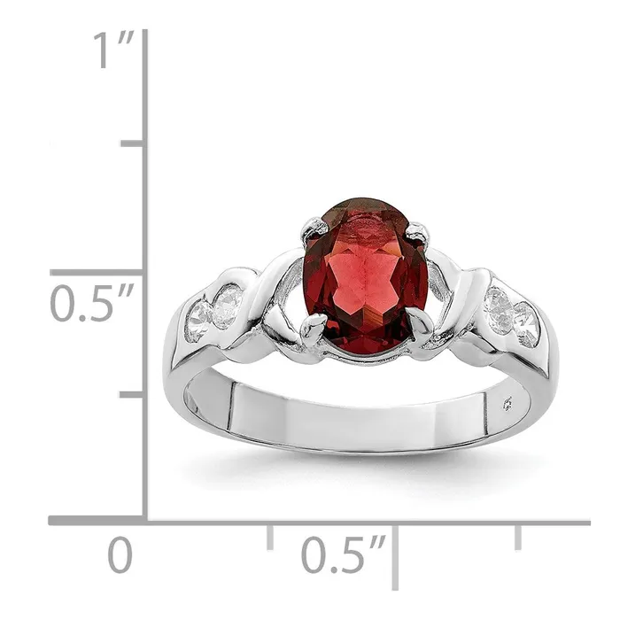 Sterling Silver Rhodiumplated Garnet u0026 CZ Ring Goldia Rings