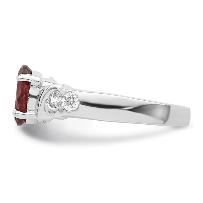 Sterling Silver Rhodiumplated Garnet u0026 CZ Ring Goldia Rings