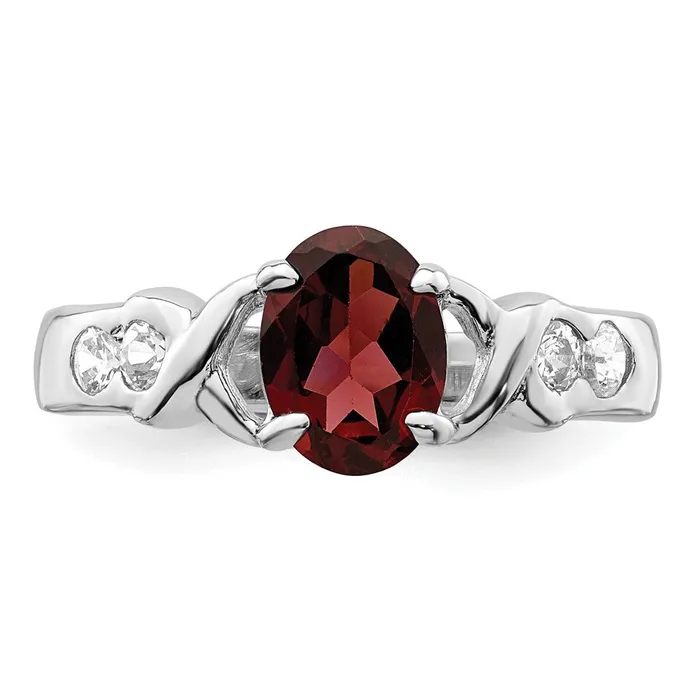 Sterling Silver Rhodiumplated Garnet u0026 CZ Ring Goldia Rings