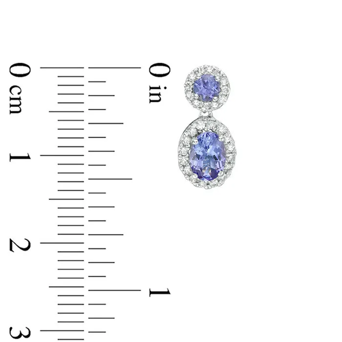 Tanzanite and 025 CT TW Diamond Frame Drop Earrings in 10K White Gold Goldia Earrings Tanzanite and 025 CT TW Diamond Frame Drop Earrings in 10K White Gold Goldia Earrings